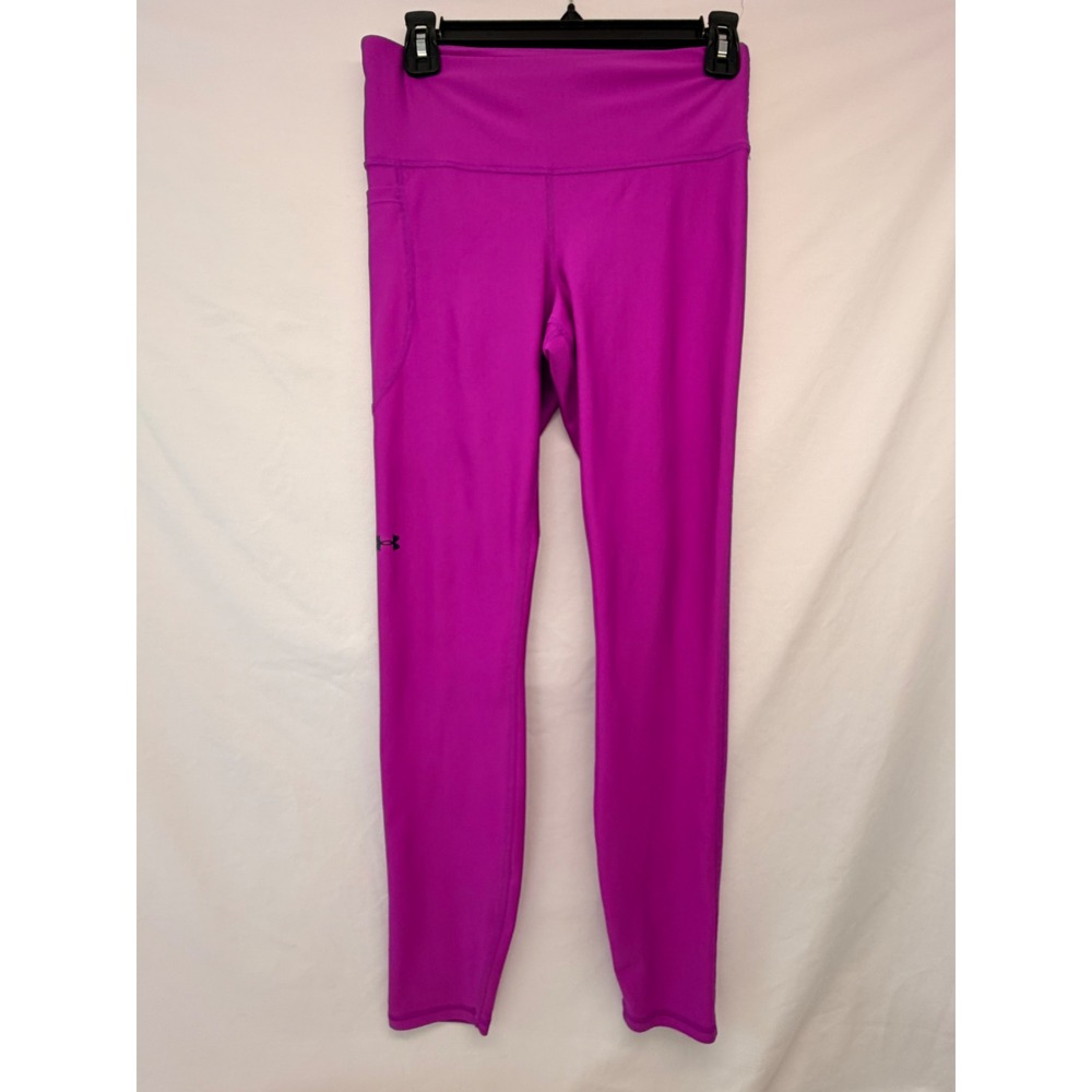 Under Armour Womens Purple HeatGear Compression Leggings Side Pockets Medium